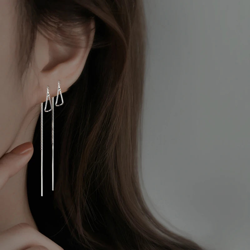 Silver Star Line Earring
