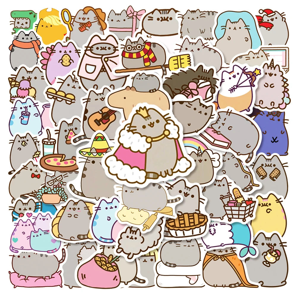 Cute Pusheen Cat Kawaii Stickers 50pcs