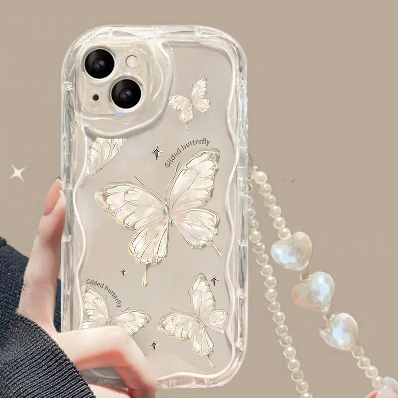Cute Flower Phone Case with Bracelet Chain For iPhone